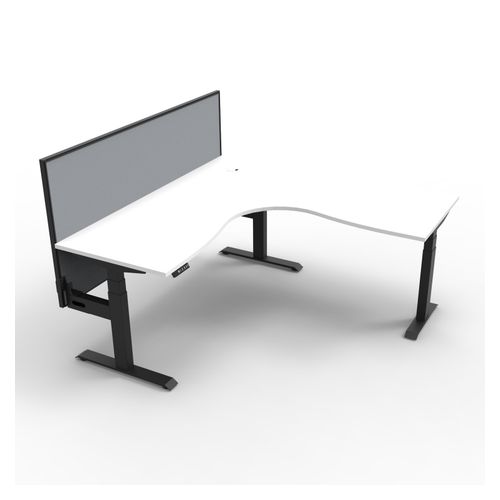 Rapid Boost Plus Height Adjustable Workstation with Screen 1800x1800mm Black Frame Natural White Top