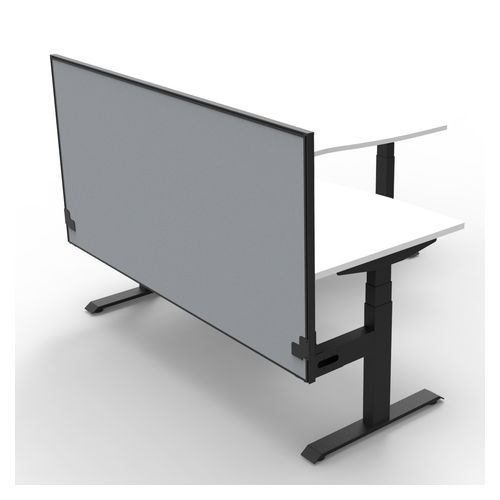 Rapid Boost Plus Height Adjustable Workstation with Screen 1800x1800mm Black Frame Natural White Top