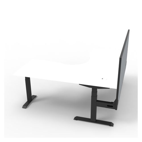 Rapid Boost Plus Height Adjustable Workstation with Screen 1800x1800mm Black Frame Natural White Top