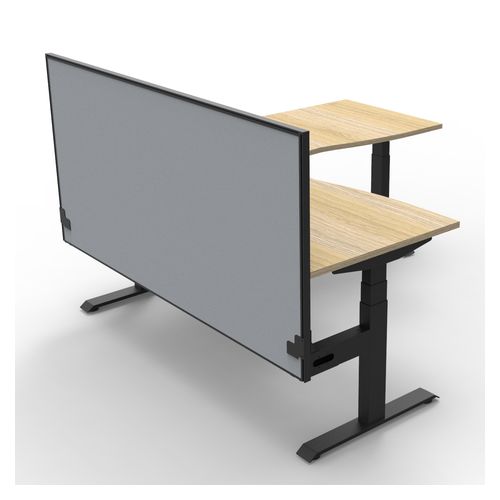 Rapid Boost Plus Height Adjustable Workstation with Screen 1800x1800mm Black Frame Natural Oak Top