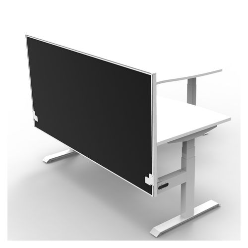 Rapid Boost Plus Height Adjustable Workstation with Screen 1800x1800mm White Frame Natural White Top