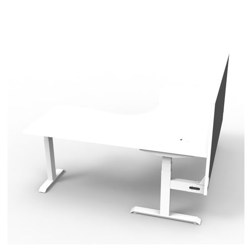 Rapid Boost Plus Height Adjustable Workstation with Screen 1800x1800mm White Frame Natural White Top