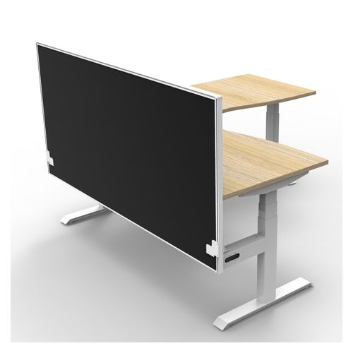 Rapid Boost Plus Height Adjustable Workstation with Screen 1800x1800mm White Frame Natural Oak Top