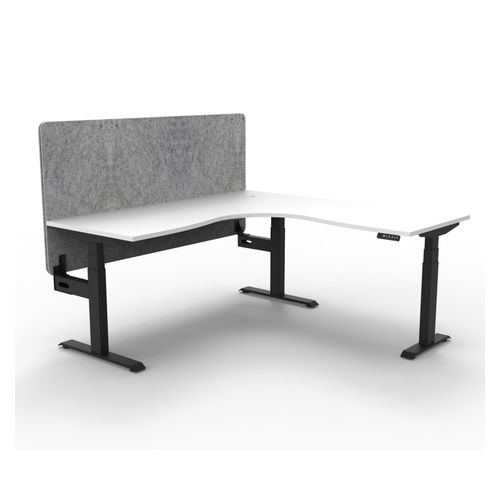 Rapid Boost Plus Height Adjustable Workstation with Grey Eco Screen 1500x1500mm Black Frame Natural White Top