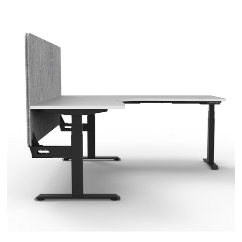 Rapid Boost Plus Height Adjustable Workstation with Grey Eco Screen 1500x1500mm Black Frame Natural White Top