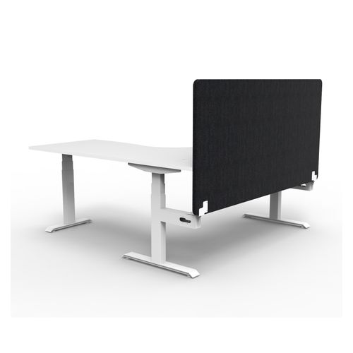 Rapid Boost Plus Height Adjustable Workstation with Black Eco Screen 1500x1500mm White Frame Natural White Top