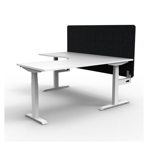 Rapid Boost Plus Height Adjustable Workstation with Black Eco Screen 1500x1500mm White Frame Natural White Top