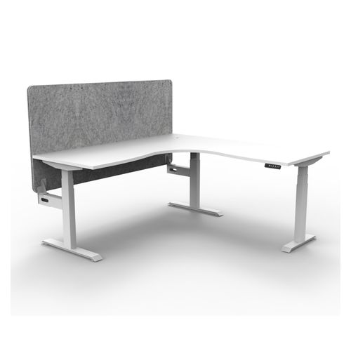 Rapid Boost Plus Height Adjustable Workstation with Grey Eco Screen 1500x1500mm White Frame Natural White Top