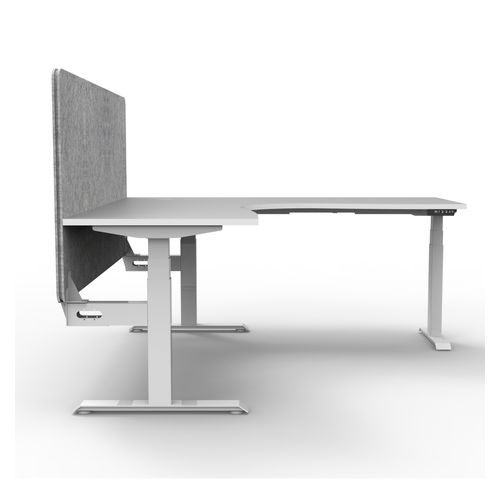 Rapid Boost Plus Height Adjustable Workstation with Grey Eco Screen 1500x1500mm White Frame Natural White Top