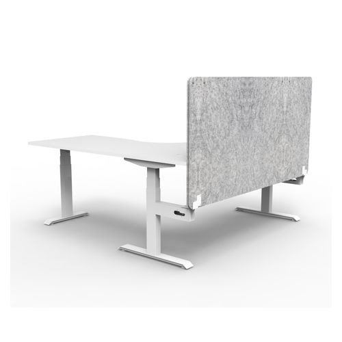 Rapid Boost Plus Height Adjustable Workstation with Grey Eco Screen 1500x1500mm White Frame Natural White Top