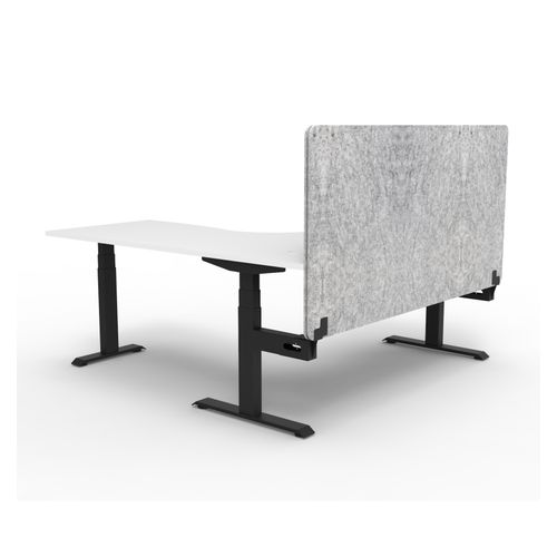 Rapid Boost Plus Height Adjustable Workstation with Grey Eco Screen 1800x1500mm Black Frame Natural White Top