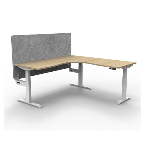 Rapid Boost Plus Height Adjustable Workstation with Grey Eco Screen 1800x1500mm White Frame Natural Oak Top