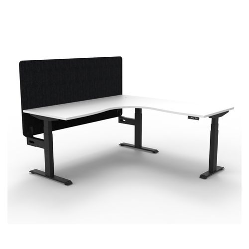 Rapid Boost Plus Height Adjustable Workstation with Black Eco Screen 1800x1800mm Black Frame Natural White Top