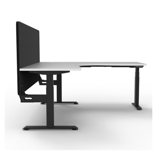 Rapid Boost Plus Height Adjustable Workstation with Black Eco Screen 1800x1800mm Black Frame Natural White Top