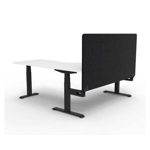 Rapid Boost Plus Height Adjustable Workstation with Black Eco Screen 1800x1800mm Black Frame Natural White Top