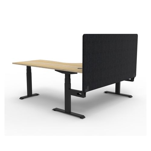 Rapid Boost Plus Height Adjustable Workstation with Black Eco Screen 1800x1800mm Black Frame Natural Oak Top