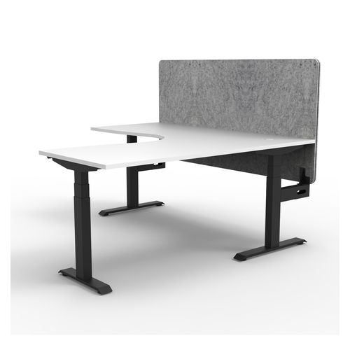 Rapid Boost Plus Height Adjustable Workstation with Grey Eco Screen 1800x1800mm Black Frame Natural White Top