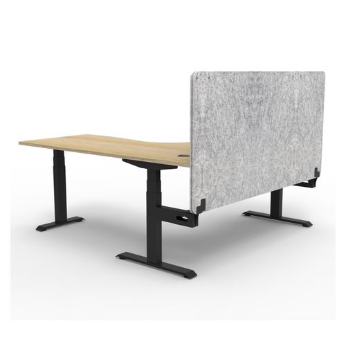Rapid Boost Plus Height Adjustable Workstation with Grey Eco Screen 1800x1800mm Black Frame Natural Oak Top