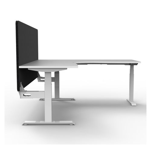 Rapid Boost Plus Height Adjustable Workstation with Black Eco Screen 1800x1800mm White Frame Natural White Top