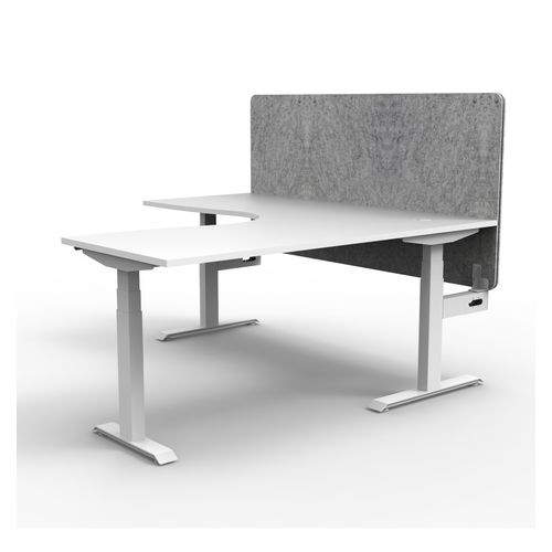 Rapid Boost Plus Height Adjustable Workstation with Grey Eco Screen 1800x1800mm White Frame Natural White Top