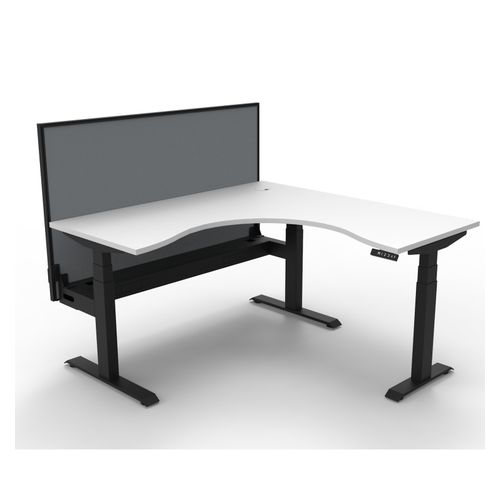 Rapid Boost Plus Height Adjustable Workstation with Screen & Cable Tray 1500x1500mm Black Frame Natural White Top
