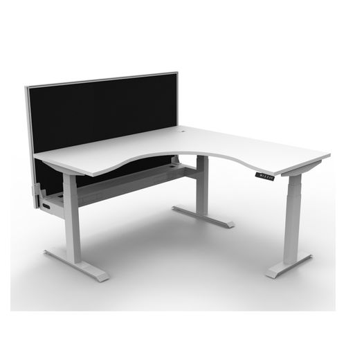 Rapid Boost Plus Height Adjustable Workstation with Screen & Cable Tray 1500x1500mm White Frame Natural White Top