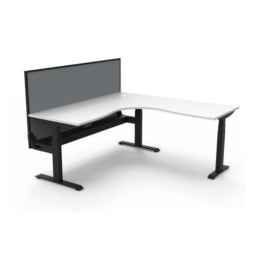 Rapid Boost Plus Height Adjustable Workstation with Screen & Cable Tray 1800x1800mm Black Frame Natural White Top