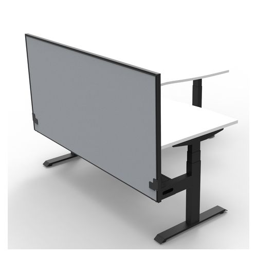 Rapid Boost Plus Height Adjustable Workstation with Screen & Cable Tray 1800x1800mm Black Frame Natural White Top