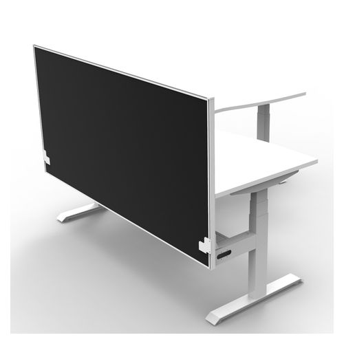 Rapid Boost Plus Height Adjustable Workstation with Screen & Cable Tray 1800x1800mm White Frame Natural White Top