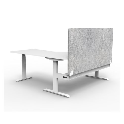 Rapid Boost Plus Height Adjustable Workstation with Grey Eco Screen & Cable Tray 1500x1500mm White Frame Natural White Top