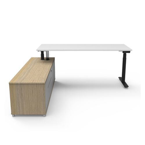 Halo Plus Executive Desk & Left Hand Side Cabinet - Black Frame 1800x750mm Natural White Desktop