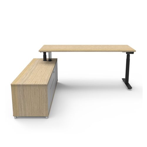 Halo Plus Executive Desk & Left Hand Side Cabinet - Black Frame 1800x750mm Natural Oak Desktop