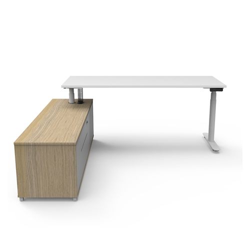 Halo Plus Executive Desk & Left Hand Side Cabinet - White Frame 1800x750mm Natural White Desktop