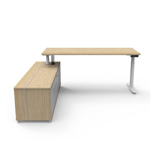 Halo Plus Executive Desk & Left Hand Side Cabinet - White Frame 1800x750mm Natural Oak Desktop