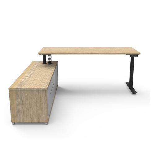 Halo Plus Executive Desk & Left Hand Side Cabinet - Black Frame 1800x900mm Natural Oak Desktop
