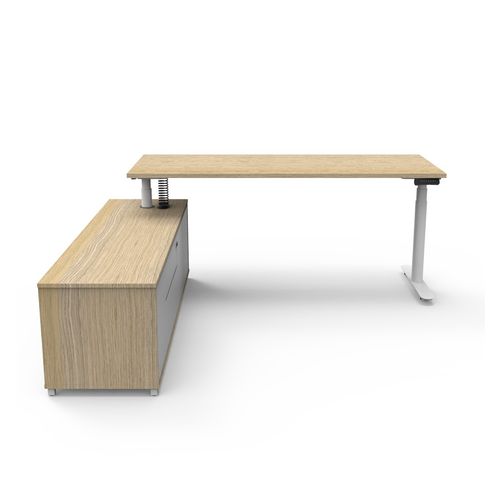 Halo Plus Executive Desk & Left Hand Side Cabinet - White Frame 1800x900mm Natural Oak Desktop