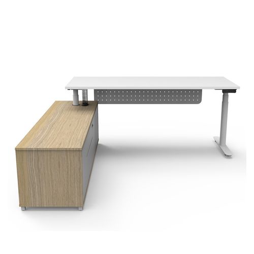 Halo Plus Executive Desk & Left Hand Side Cabinet & Modesty Panel - White Frame 1800x750mm Natural White Desktop