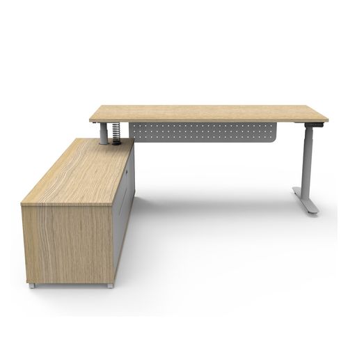 Halo Plus Executive Desk & Left Hand Side Cabinet & Modesty Panel - White Frame 1800x900mm Natural Oak Desktop