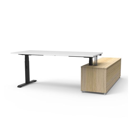 Boost Plus Executive Desk & Left Hand Side Cabinet - Black Frame 1800x750mm Natural White Desktop