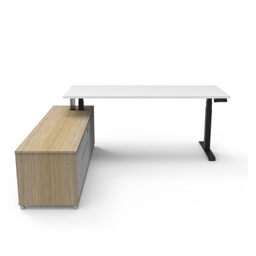Boost Plus Executive Desk & Left Hand Side Cabinet - Black Frame 1800x750mm Natural White Desktop