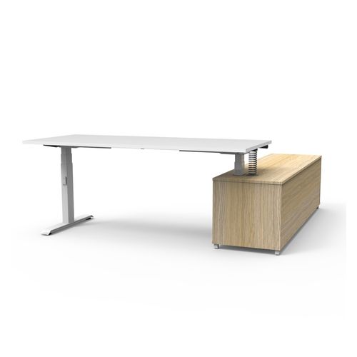 Boost Plus Executive Desk & Left Hand Side Cabinet - White Frame 1800x750mm Natural White Desktop