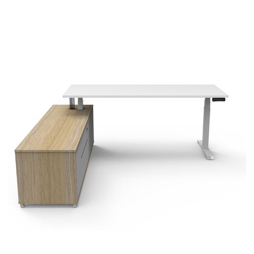 Boost Plus Executive Desk & Left Hand Side Cabinet - White Frame 1800x750mm Natural White Desktop
