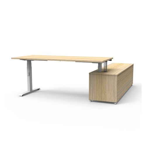 Boost Plus Executive Desk & Left Hand Side Cabinet - White Frame 1800x750mm Natural Oak Desktop