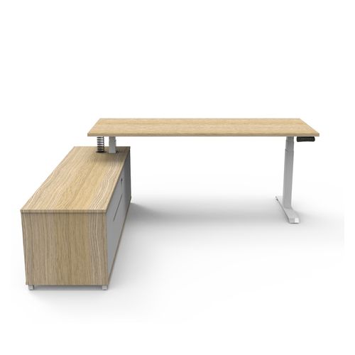 Boost Plus Executive Desk & Left Hand Side Cabinet - White Frame 1800x750mm Natural Oak Desktop