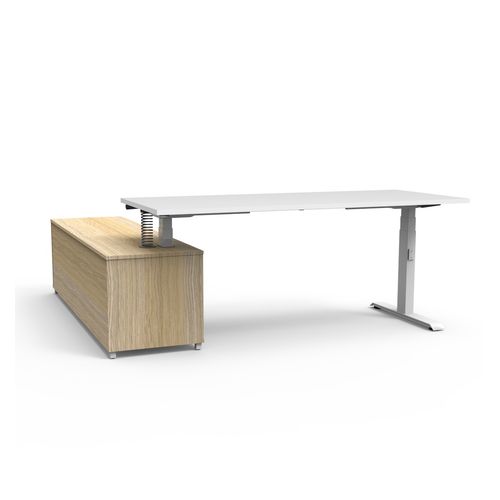 Boost Plus Executive Desk & Right Hand Side Cabinet - White Frame 1800x750mm Natural White Desktop
