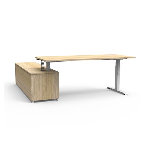 Boost Plus Executive Desk & Right Hand Side Cabinet - White Frame 1800x750mm Natural Oak Desktop
