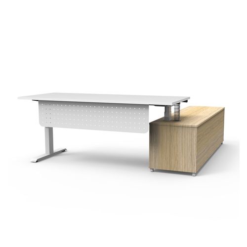 Halo Plus Executive Desk & Left Hand Side Cabinet & Modesty Panel - White Frame 1800x750mm Natural White Desktop