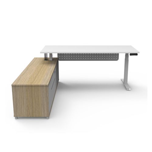 Halo Plus Executive Desk & Left Hand Side Cabinet & Modesty Panel - White Frame 1800x750mm Natural White Desktop