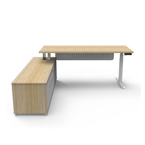 Halo Plus Executive Desk & Left Hand Side Cabinet & Modesty Panel - White Frame 1800x750mm Natural Oak Desktop
