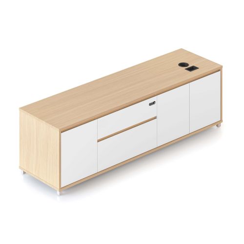 Boost & Halo Executive Left Hand Side Cabinet 1800wx500dx520h mm Natural Oak & Natural White